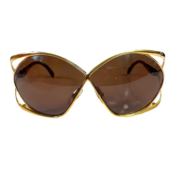 DIOR 80s Vintage Butterfly Oversized Sunglasses: Sable, Brown, Logo, Gold - Picture 4 of 17